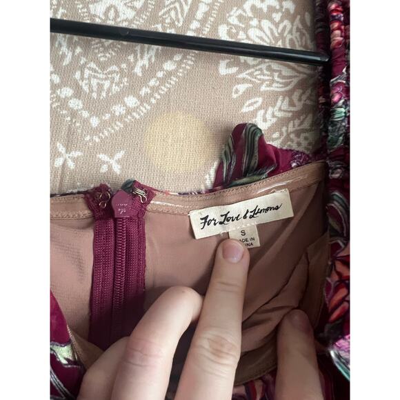 For Love and Lemons Flora Off Shoulder Mini Dress in Berry Floral - Picture 5 of 6